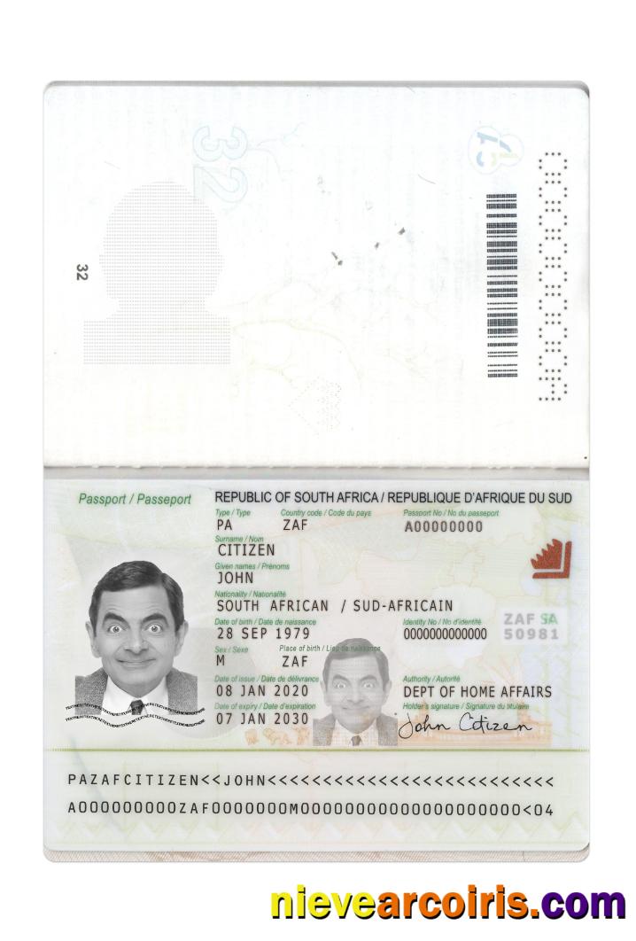 South Africa passport 2020-present